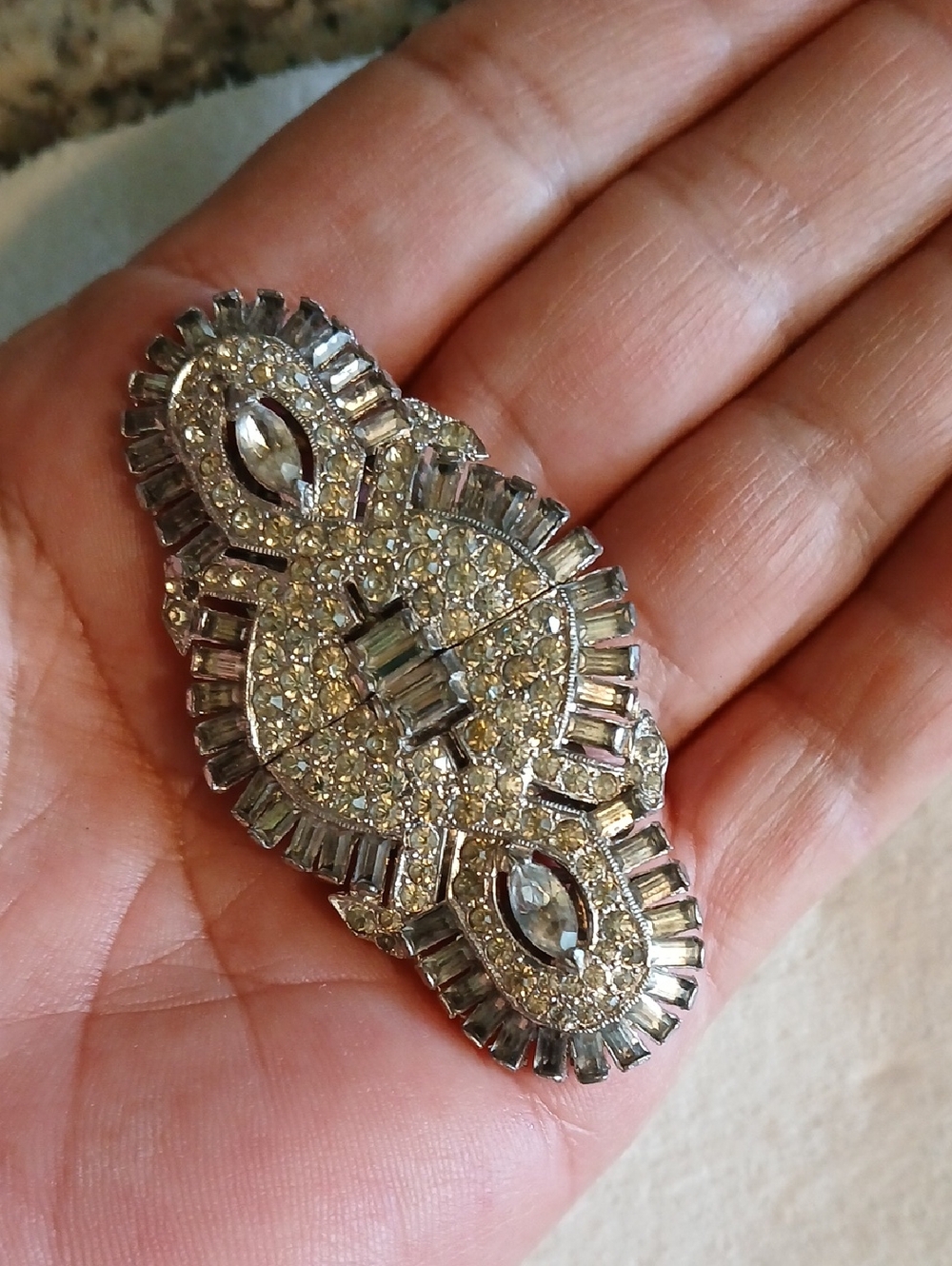 Vintage Ralph Polcini Rhinstone Dress Pin - Picture 6 of 6